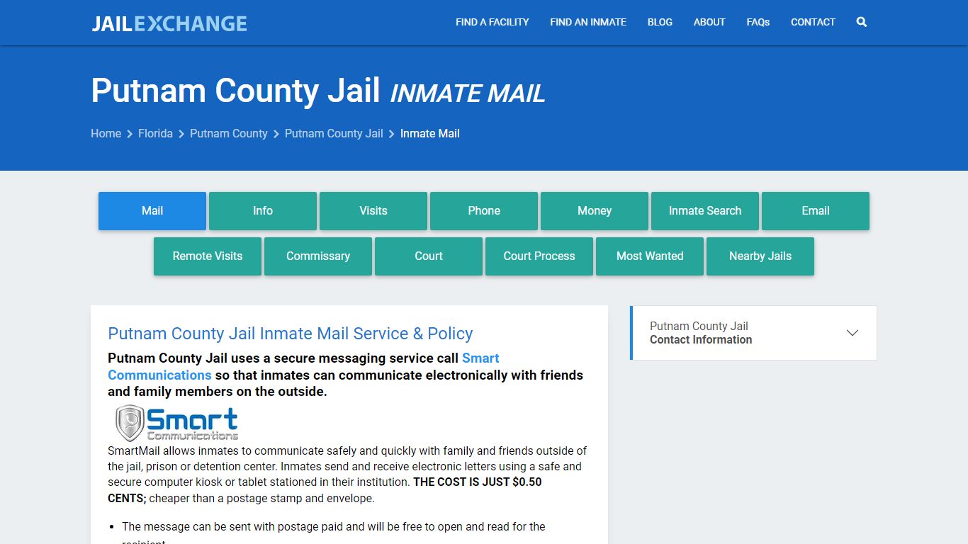 Inmate Mail - Putnam County Jail, FL - Jail Exchange